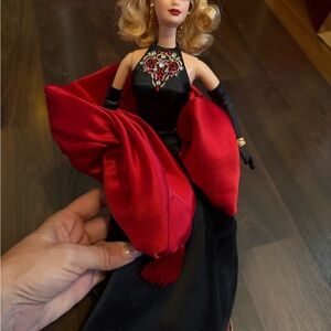 Elegant Black and Red Evening Gown for Dolls